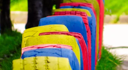 Tire toy in a school playground