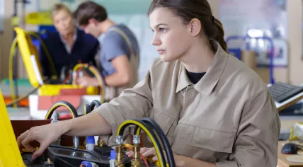 Young people in vocational technical training