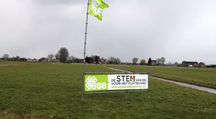 An advertisement for the Boer Burger Beweging (BBB) political party on a farm ahead of the 2023 election. March 2023