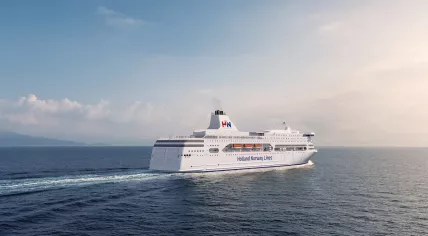 The MS Romantika, part of Holland Norway Lines, on a journey between Kristiansand, Norway, and Eemshaven, Groningen. April 2022