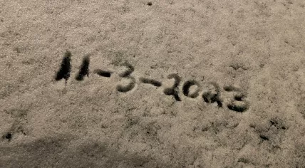 Snow covered area with current date on it
