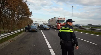 Dutch police on a highway