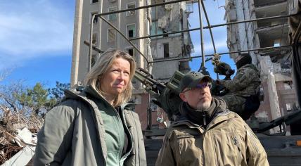 Dutch Defense Minister Kajsa Ollongren and her Ukrainian counterpart Oleksii Reznikov visiting the bombarded port cities of Mykolaiv and Odesa, March 2023