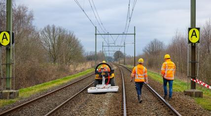 ProRail preparing to start repair works on the rails near Esch where badgers have burrowed underneath, 23 March 2023