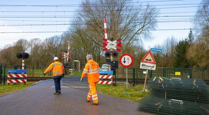 ProRail preparing to start repair works on the rails near Esch where badgers have burrowed underneath, 23 March 2023