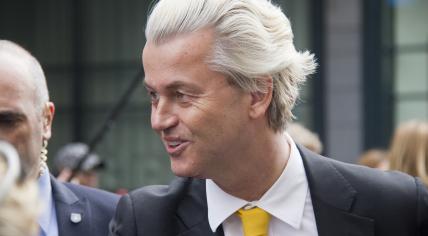 PVV leader Geert Wilders campaigning in The Hague