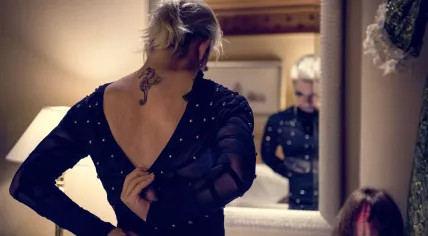 Drag queen getting dressed