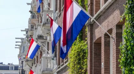 Dutch flags in Amsterdam on King's Day, 27 April 2023`