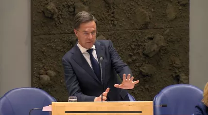 Prime Minister Mark Rutte during a parliamentary debate on the results of the 2023 provincial elections, 5 April 2023