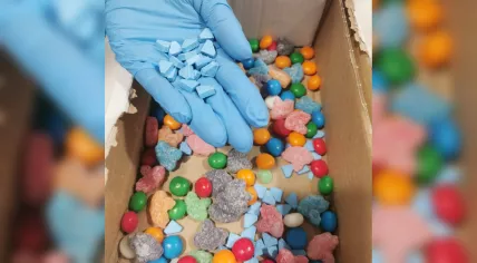 Ecstasy pills found in an unsolicited candy shipment in Tilburg. April 2023