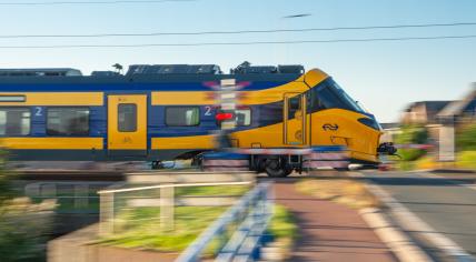 The Intercity New Generation (ICNG) on a rail crossing