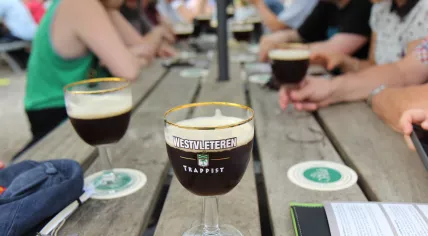 A glass of Trappist Westvleteren 12 beer from the St. Sixtus Abbey in Belgium. 30 August 2015