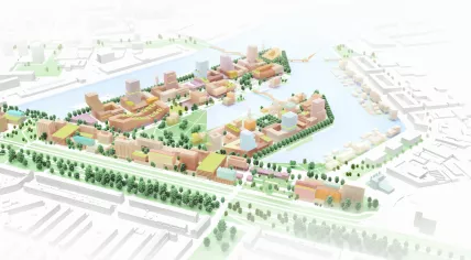 Plans for the construction of 2,500 homes in Merwe-Vierhavens (M4H) in Rotterdam, May 2023