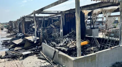 Beach club Bloomingdale in Bloemendaal aan Zee burned down after massive fire, 21 May 2023. 