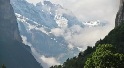 Mt. Grosshorn in the Swiss Alps, as seen from Lauterbrunnen in July 2010