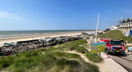 Beach club Bloomingdale in Bloemendaal aan Zee burned down after massive fire, 21 May 2023. 