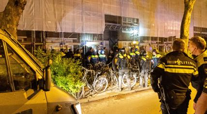 Police at the RAI in Amsterdam after a brawl broke out at a polling station for the Turkish election, 7 May 2023