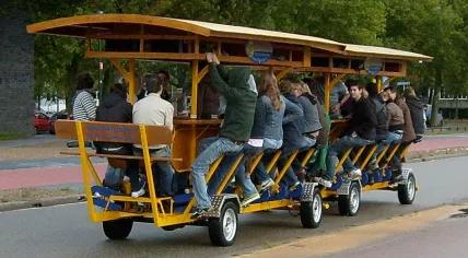 A beer bike on the road in the Netherlands