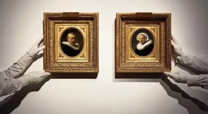 Portraits of Leiden plumber Jan Willemsz. van der Pluym (1565-1644) and his wife Jaapgen Carels (1565-1640), attributed to Rembrandt van Rijn