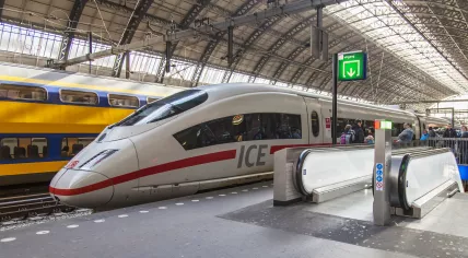 A Deutsche Bahn ICE train in Amsterdam