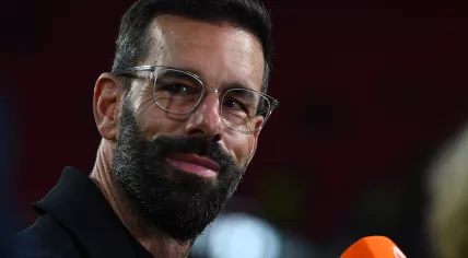 Ruud van Nistelrooij speaking before the Europa League match in which he led PSV to a 2-0 victory against Arsenal in Eindhoven. 27 October 2022