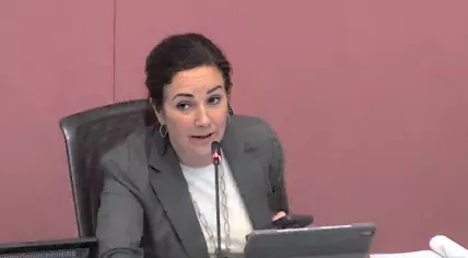 Amsterdam Mayor Femke Halsema during a city council meeting on 10 May 2023
