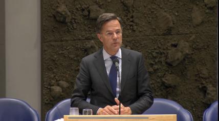 Prime Minister Mark Rutte during a parliamentary debate on the benefits scandal, 23 May 2023