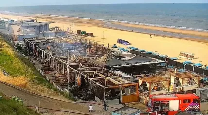 Beach club Bloomingdale in Bloemendaal aan Zee burned down after massive fire, 21 May 2023. 