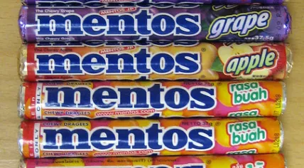 Mentos candy rolls