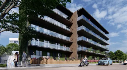 An artist rendering of flexible homes on Persoonsdam in Rotterdam