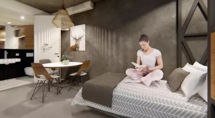 An artist rendering of flexible homes on Persoonsdam in Rotterdam