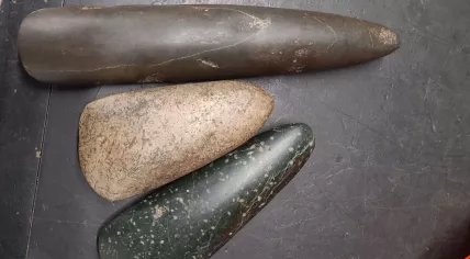 Stone Age hand axes found at a thrift store in Ermelo, June 2023