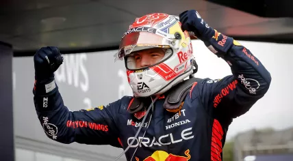 Max Verstappen (Red Bull Racing) celebrates after winning the Grand Prix of Spain.