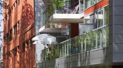 Apartment building with balconies in Rotterdam