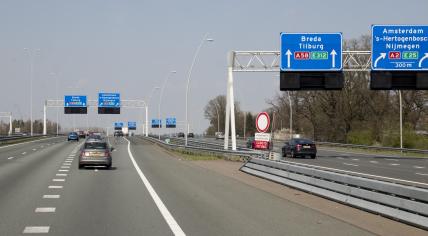 The A58 westbound and A2 northbound junction outside of Eindhoven. April 2019