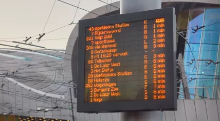 A display board showing bus departure times at the Arnhem Central Station. 9 January 2023