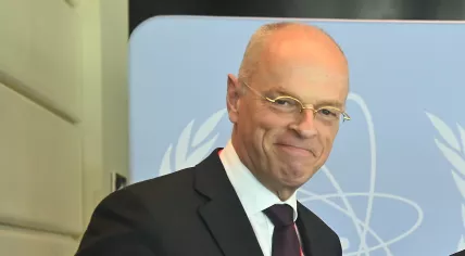during a visit to the International Atomic Energy Agency headquarters in Vienna, Austria. 8 September 2021