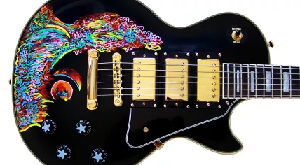 Guitar painted by Keith Richards, The Rolling Stones – Unzipped Groninger Museum