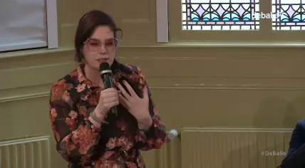 Amsterdam artist Katinka Simonse, better known as Tinkebell, during a discussion about fear at De Balie. 11 March 2018