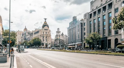 Calle Gran Via in Madrid, Spain