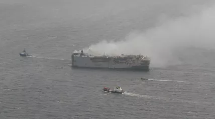 Fremantle Highway burning on the North Sea, 30 July 2023
