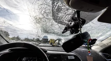 Damaged car of a Dutch tourist after a hailstorm in northern Italy.