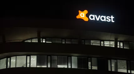 Avast logo in on their office in Prague, 3 November 2019