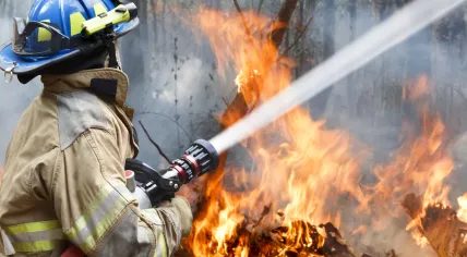 Firefighter fighting a wildfire