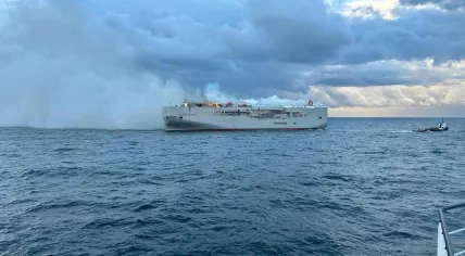 Fire aboard the Fremantle Highway cargo ship in the North Sea, 30 kilometers north of Ameland, 26 July 2023