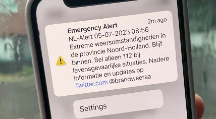 The first NL-Alert issued in Noord-Holland for Storm Poly. 5 July 2023