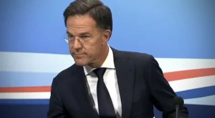 Mark Rutte at a press conference hours before his fourth Cabinet collapsed. 7 July 2023