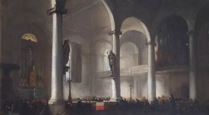 Painting of the former Court Chapel in the Binnenhof complex