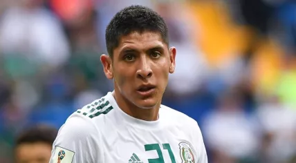 Edson Álvarez with the Mexican football team, 24 June 2018.