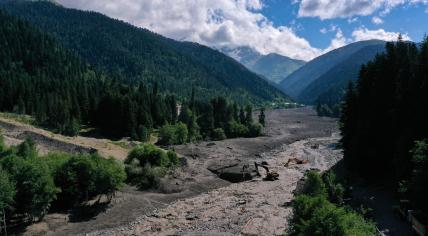 Landslide in the Rakha region of western Georgia on August 4, 2023.